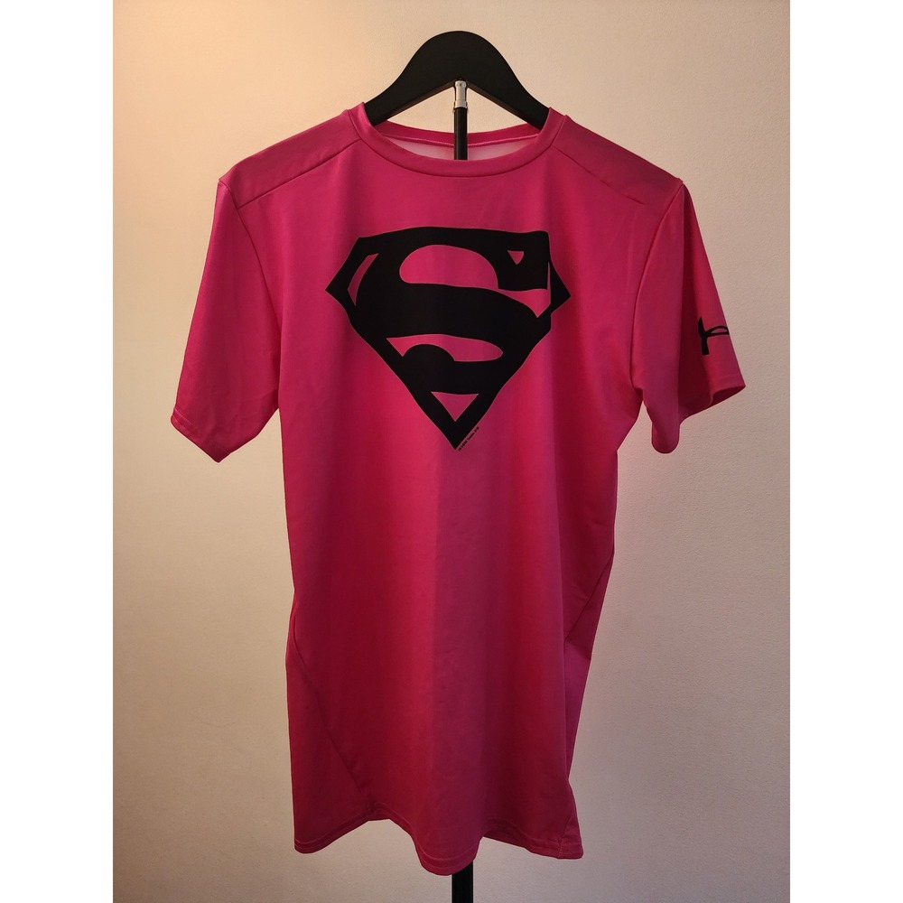 Under Armour‎ Alter Ego Superman HeatGear Compression Shirt Pink Women's XL